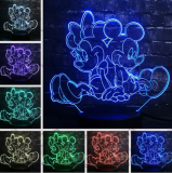 Minnie & Mickey 3D led éjszakai fény 7 színváltás távirányítóval