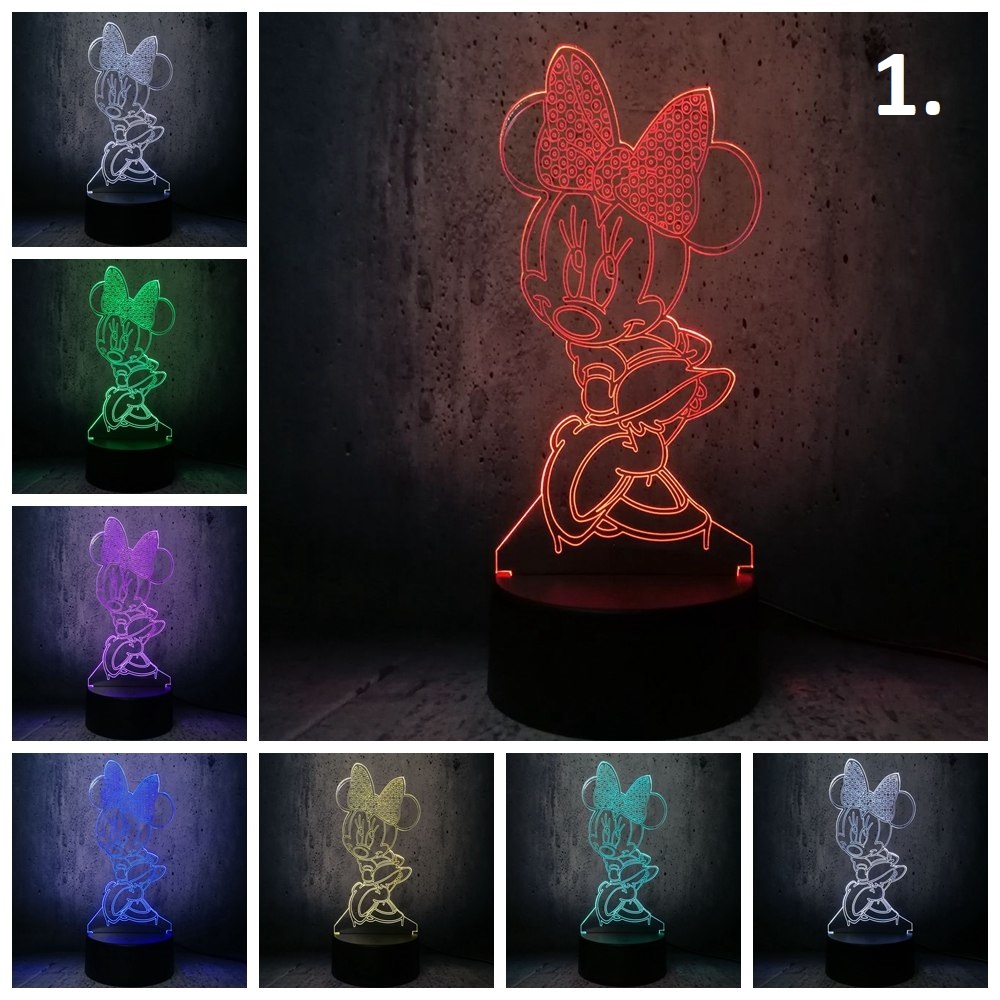 Minnie 3D led éjszakai fény 7 színváltás távirányítóval