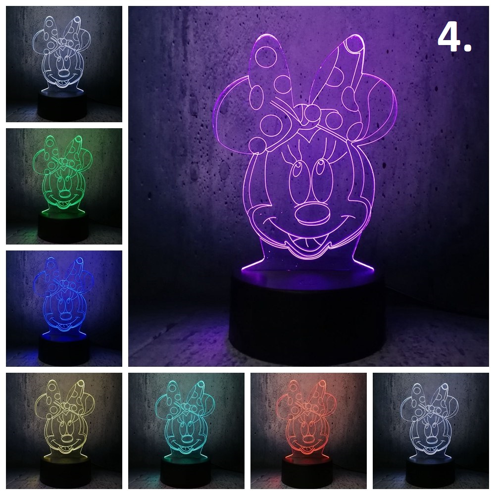 Minnie 3D led éjszakai fény 7 színváltás távirányítóval
