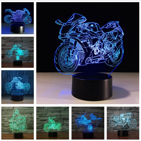 Motoros 3D led éjszakai fény 7 színváltás távirányítóval