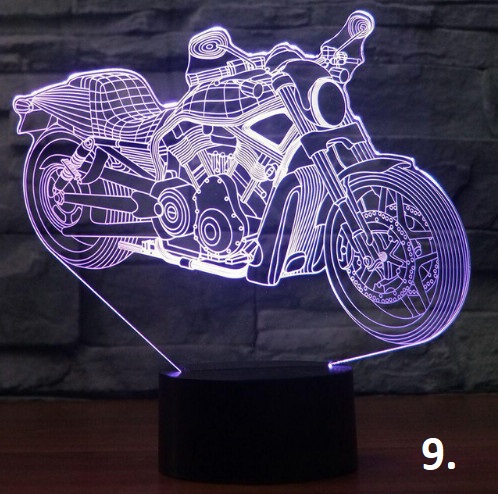 Motoros 3D led éjszakai fény 7 színváltás távirányítóval