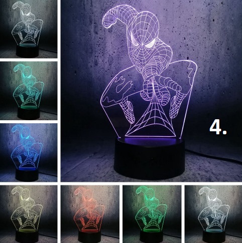 Pókember 3D led éjszakai fény 7 színváltás távirányítóval