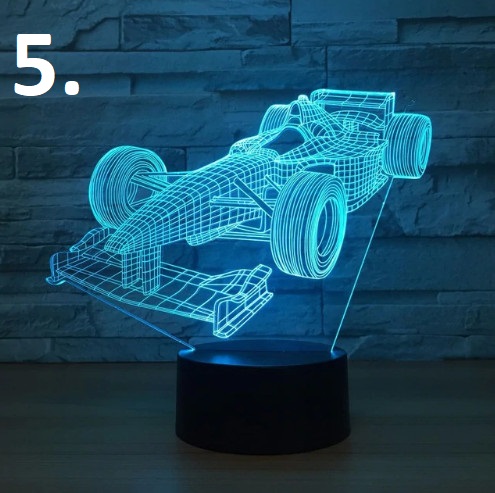 Autók 3D led éjszakai fény 7 színváltás távirányítóval