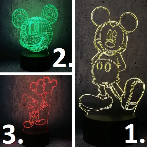 Mickey 3D led éjszakai fény 7 színváltás távirányítóval
